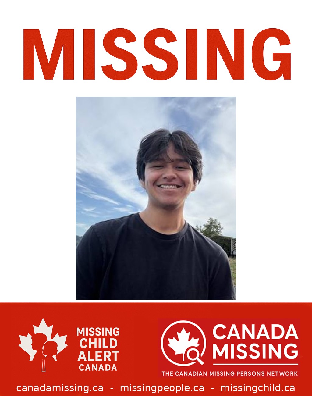 Photo of missing 17-year-old Indigenous teen Gabriel Jones from Central Saanich, BC.