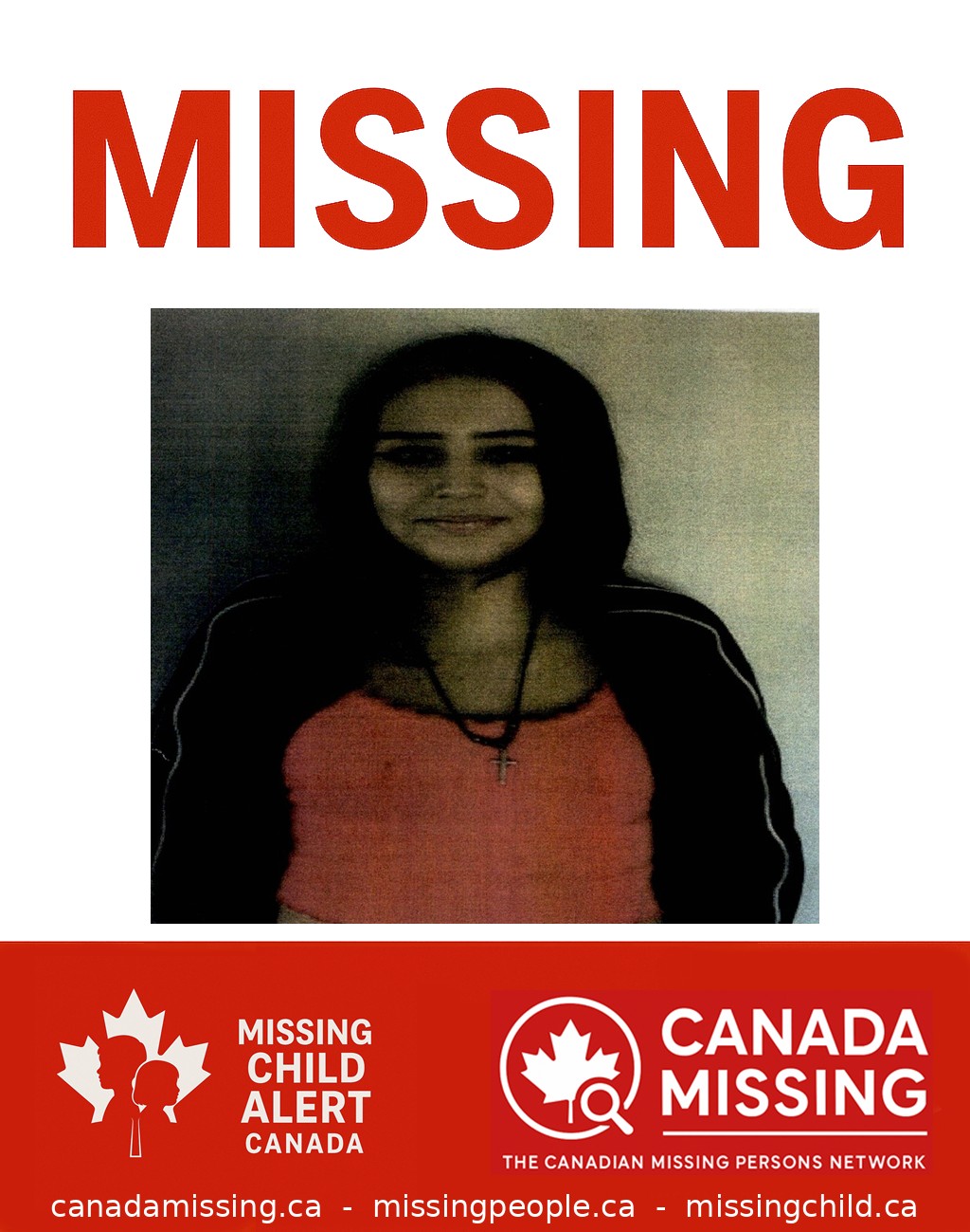 Photo of missing person Breanna Merasty-Bloomfield, age 15, from Prince Albert, Saskatchewan.