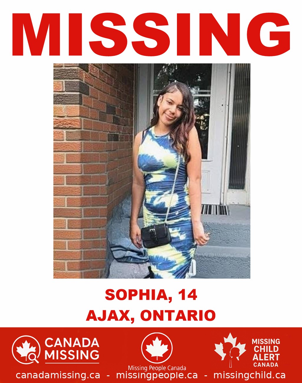 Photo of missing girl Sophia, age 14, from Ajax, Ontario.