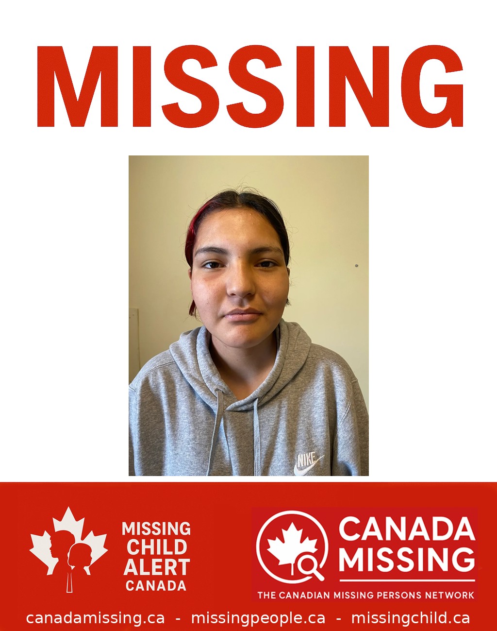 Photo of missing girl Chaliss Severight-Lavallee, age 12, from Regina, Saskatchewan.