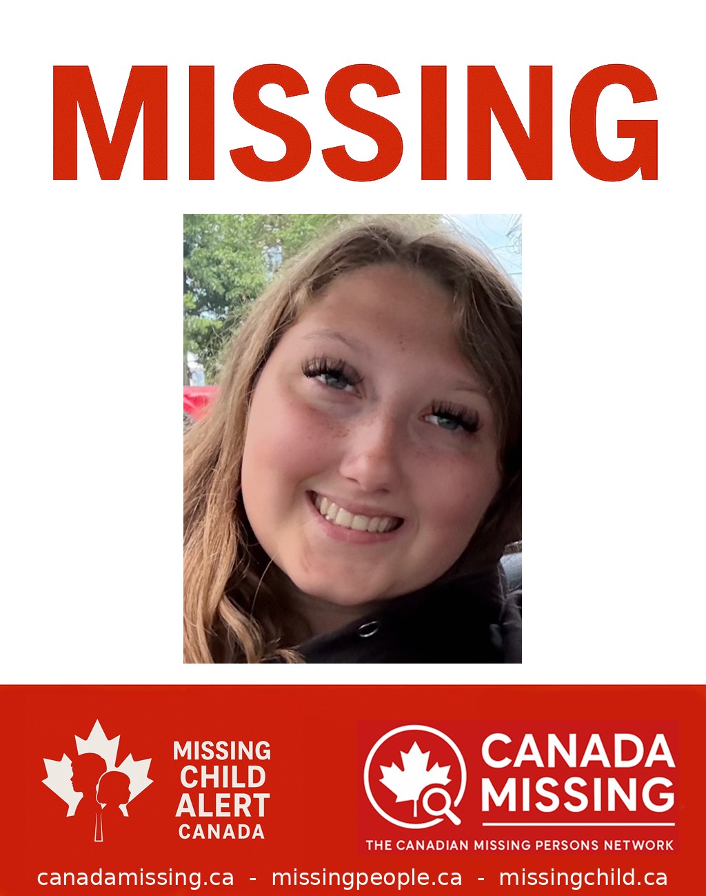 Photo of missing person Mathéa Dubreuil, age 15, from Mirabel, QC.