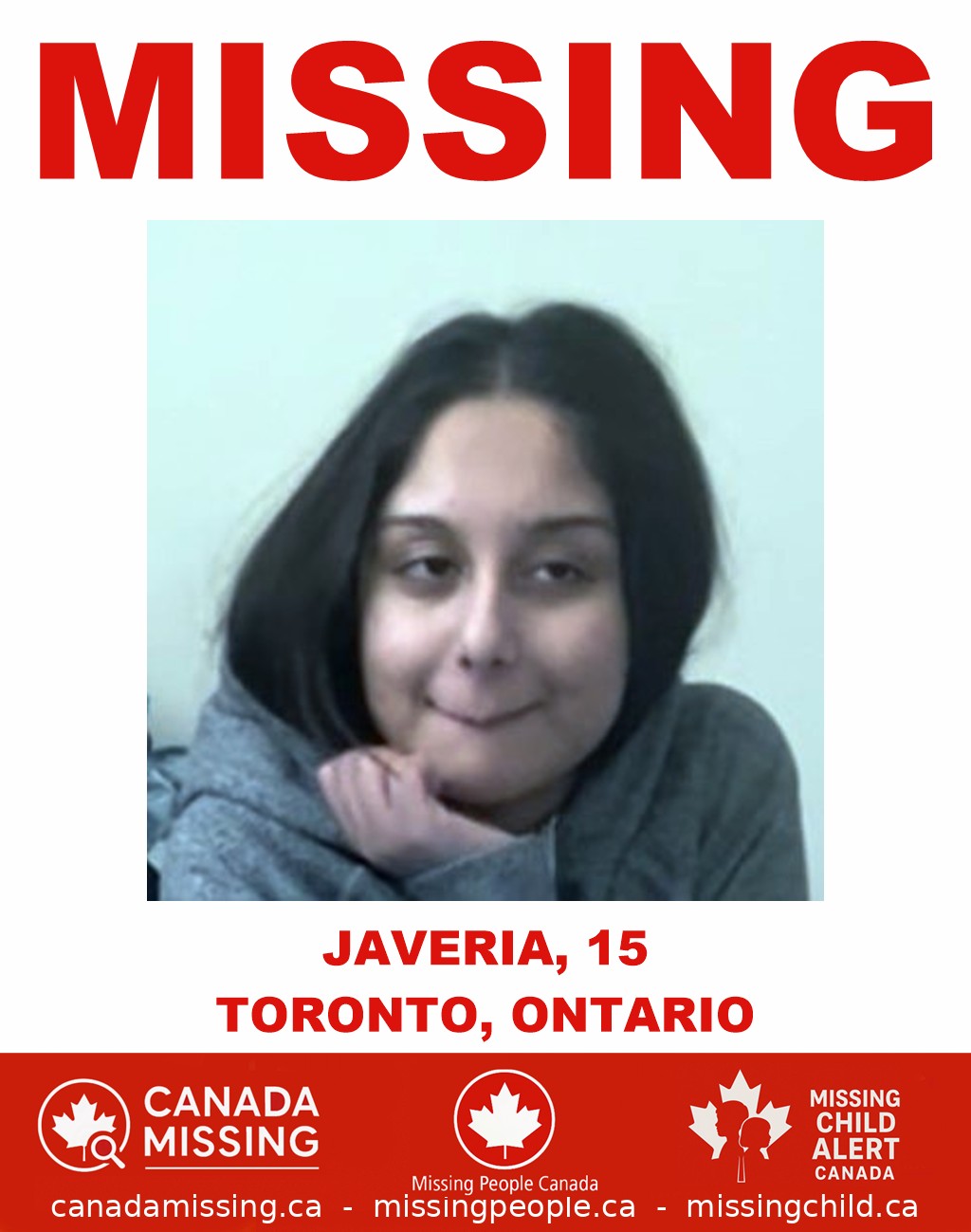 Photo of missing youth Javeria, age 15, from Toronto, Ontario.